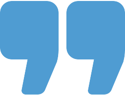 Blue quotation marks on a black background.